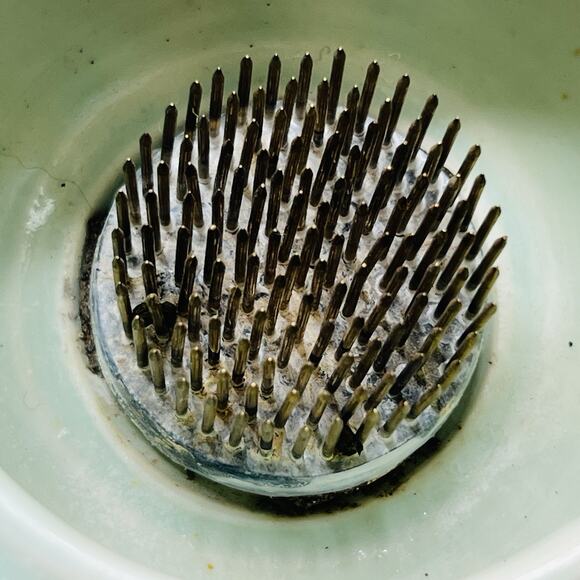 Jamie Oates Studio Pottery Ikebana Flower Frog Vase Dragonfly Celadon Artisan - Picture 7 of 12